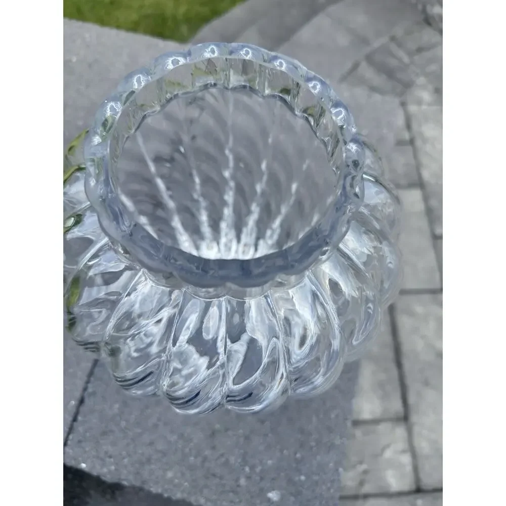 Vintage Tiffany & Co. 13 1/4” Oriental Flower Vase Clear Large Glass Optic Swirl